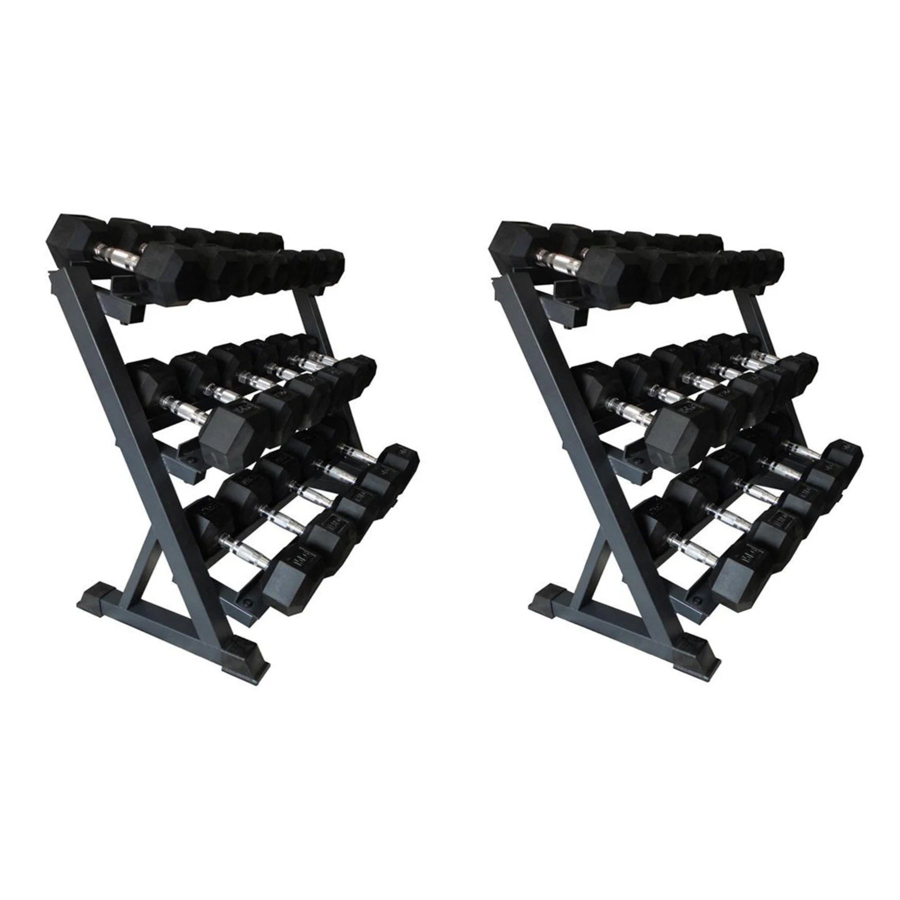 Hexagon Hanteln / Dumbbells Set 2,5-40kg (16x Paar) mit 2x Gestell / Rack