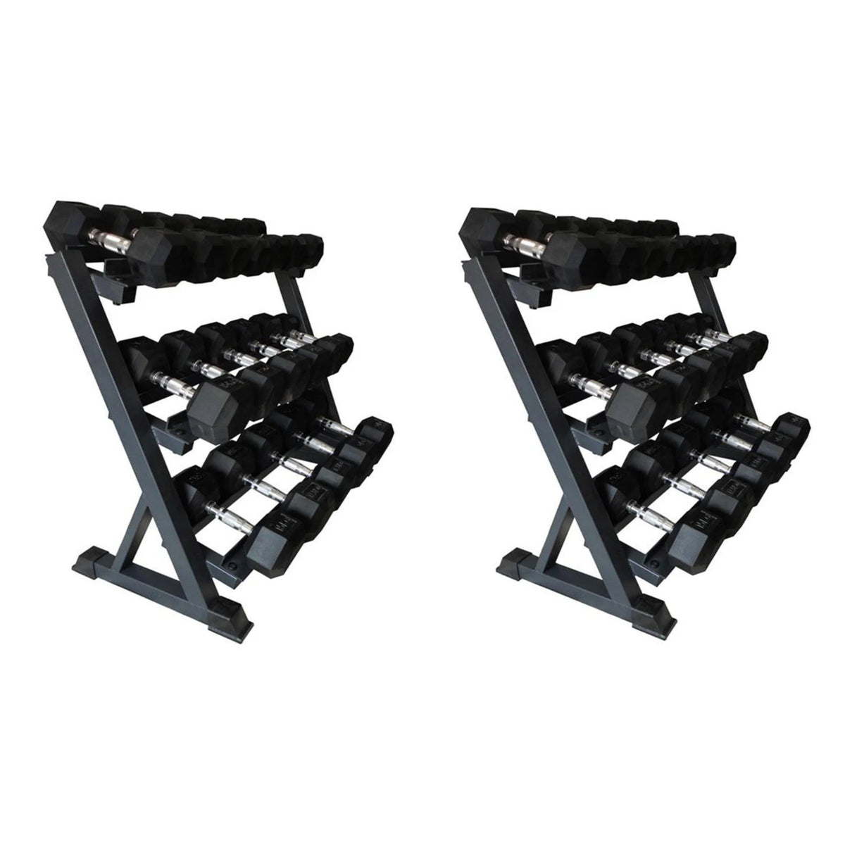 Hexagon Hanteln / Dumbbells Set 2,5-40kg (16x Paar) mit 2x Gestell / Rack
