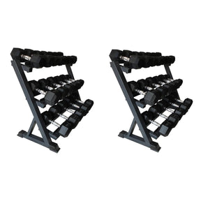 Hexagon Hanteln / Dumbbells Set 2,5-40kg (16x Paar) mit 2x Gestell / Rack